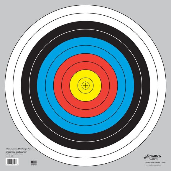 NWT Longbow 60cm 24in Bullseye Archery & Gun Targets 10 Ring 100 Pack - Picture 2 of 2